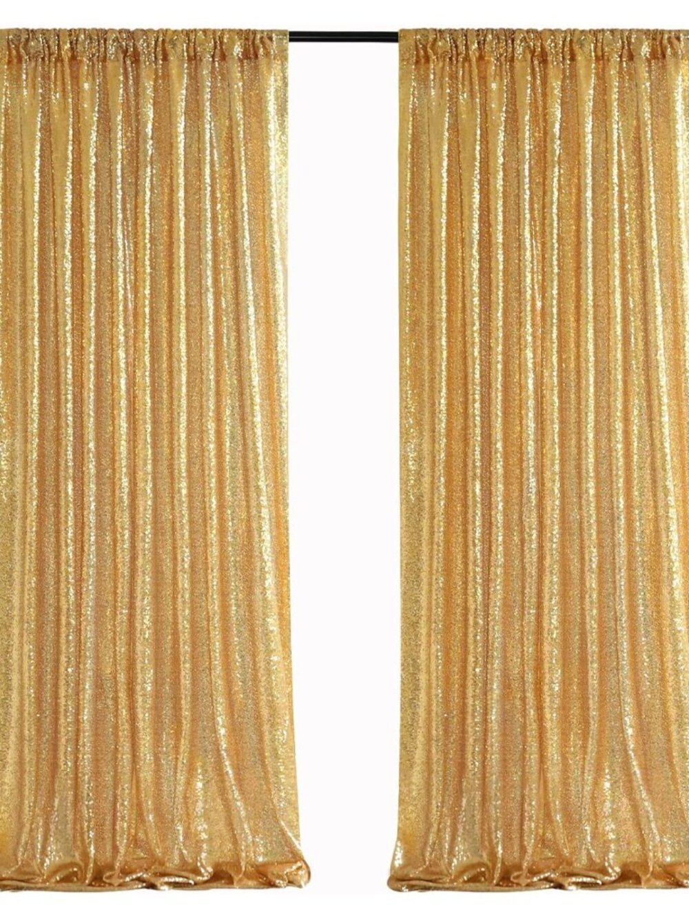 Gold Sequin Backdrop Curtain Panels Stage 2 Pieces 2FTx8FT Sheer Gold Curtains B
